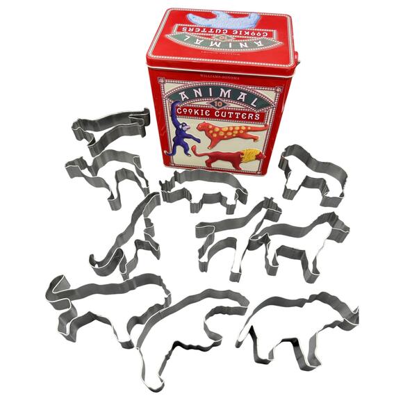 Williams-Sonoma Other - 🍪 Williams-Sonoma Animal Cookie Cutters Red Tin Retro Baking Kitchen Decor Set